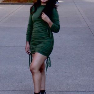 Missguided ruched long sleeve dress